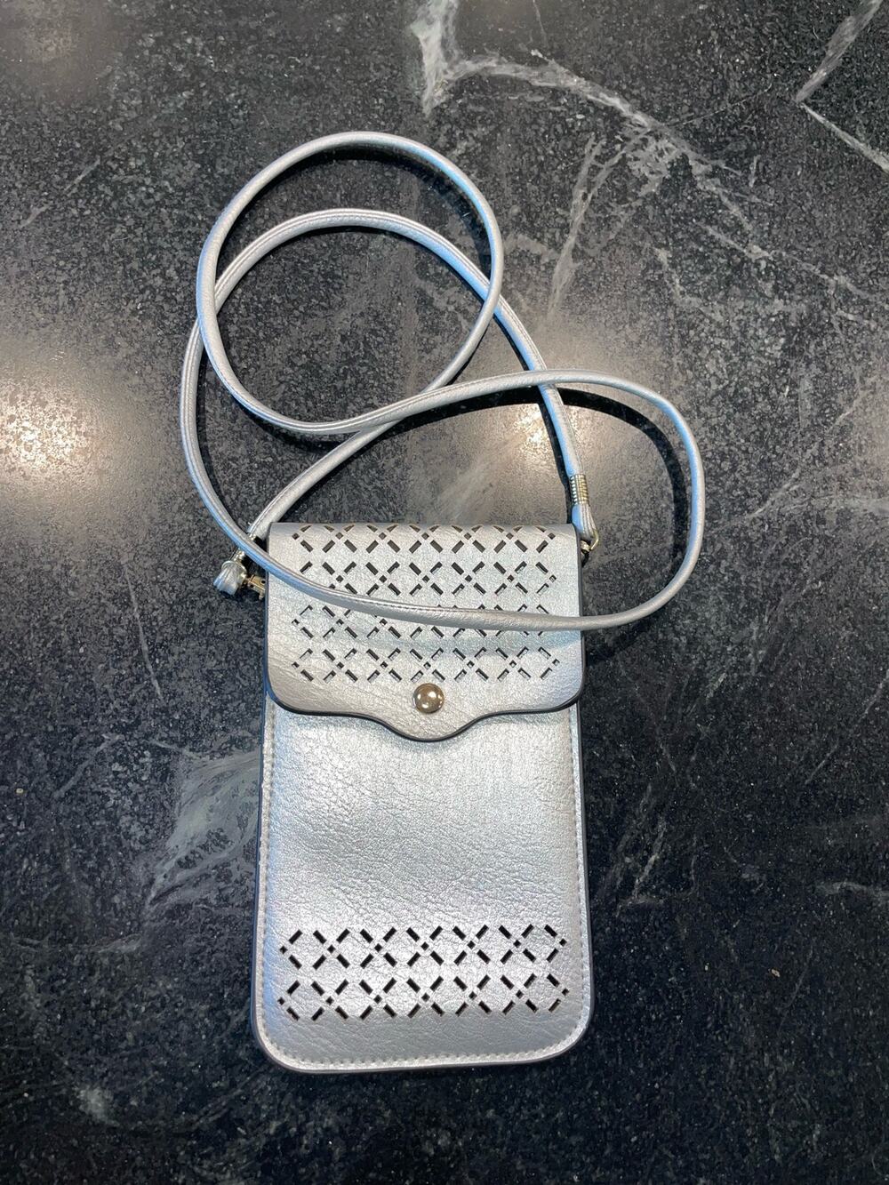 Silver crossbody, phone case  EUC